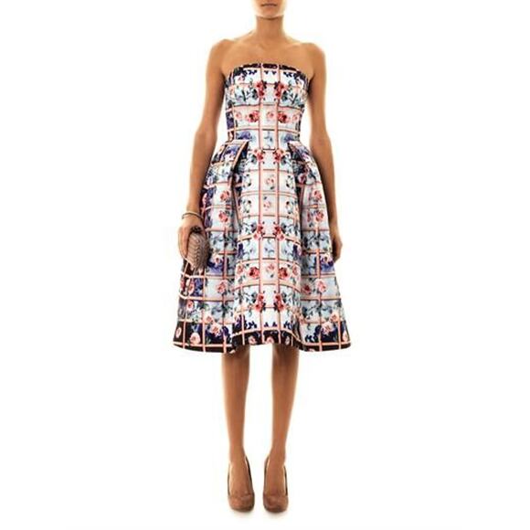 Mary Katrantzou Resort 2014 Strapless Floral Cocktail Dress Sz.44IT - Picture 2 of 7